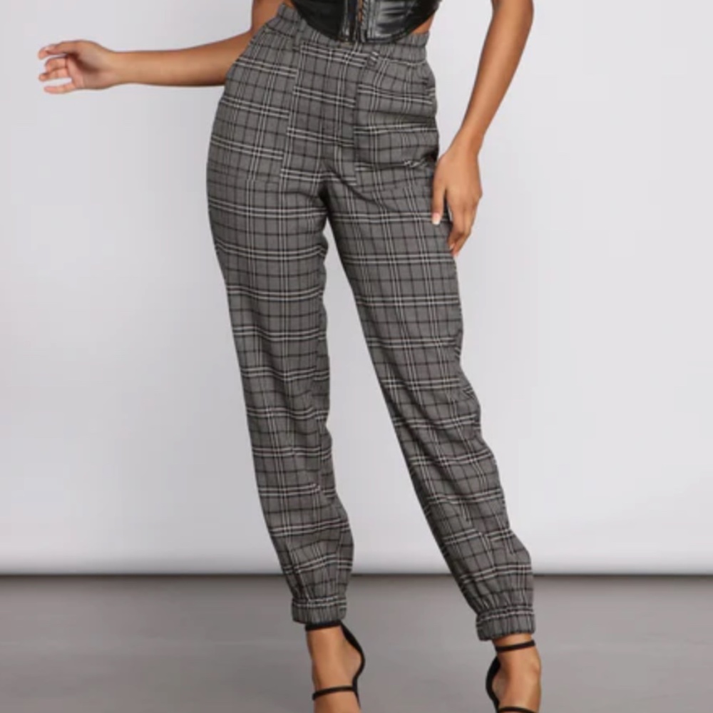 Windsor High Waist Plaid Joggers